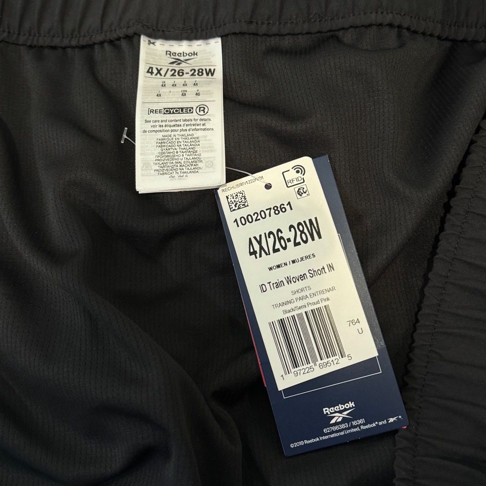 Reebok Women's Black/Seta Proud Pink NEW Training Shorts w/ Brief 4X #446 - Picture 6 of 7